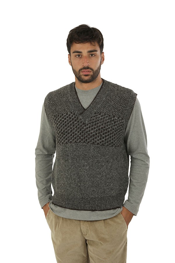 Gilet Canali In Maglia Grigio